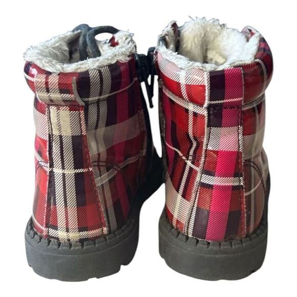 Boots Red Plaid Toddler Girls Size 4-5 Fleece Lined Zipper Toddler H&M Outdoor - Picture 5 of 10